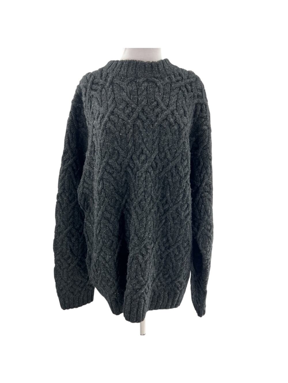 J. Crew Vintage 1990s J.Crew Oversized Fisherman Wool Aran Sweater XXL oarsman‎